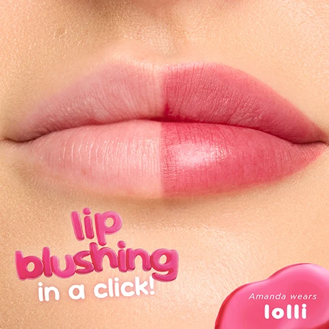 Image 1 - A close-up of a pair of lips showing a color gradient, with the left side appearing natural and the right side enhanced in a bright pink shade, featuring the text lip blushing in a click! Amanda wears lolli.
Image 2 - A close-up of a smiling woman with dark skin and long hair pointing at her lips, which are painted with a bold, deep pink lipstick, while the image features the text Toria wears ice pop and transfer proof.
Image 3 - A collage features two close-up shots of women applying lipstick, with one model holding a pink lip tint product and the other enjoying a lollipop, while bubbles indicating steps read click, swipe, blend quickly, and stays all day.
Image 4 - A woman with long hair is applying a lip product while wearing a pink robe and a headband in one circular image, and in another circular image, she is holding a popsicle, wearing heart-shaped sunglasses and a pink sweater with a darker lip color; the text reads all-day longwear and Kristal wears icepop.
Image 5 - A pink lip tint tube with a rounded applicator is positioned in front of a bright pink background and a sliced passion fruit, with visible text that includes natural finish, buildable coverage, transfer-proof, and all day wear.
Image 6 - A grid of six images showcasing different lip products with labels and descriptions for each: Balm with a gloss-balm finish, light coverage, and hydrates; Plump with a glossy shimmer finish, buildable coverage, and plumps; Vinyl with a wet shine finish, sheer, full, and shimmer coverage, and shines; Plumping Oil with a juicy shimmer finish, light coverage, and conditions; Melt Mask with a glossy finish and light coverage that nourishes; and Lip Tint with a natural finish, buildable coverage, and tints lips.
Image 7 - A pink lip tint product labeled tarte Maracuja Juicy Lip Tint is shown, surrounded by fruit slices, with text highlighting benefits such as smooths, nourishes, hydrates, lips look fuller hyaluronic acid, and smoother looking lips maracuja oil.
Image 8 - Close-up of sliced passion fruits revealing yellow pulp and black seeds, with promotional text stating Miracle of Maracuja, Moisturized looking lips, Omega fatty acids & antioxidants, Smoother looking lips, and Vitamin C.
Image 9 - A woman with long red hair smiles while holding a basket of sliced passion fruits alongside another woman who is smiling, with tropical trees and water in the background, with the text EACH PRODUCT LIFTS UP THE WOMEN WHO SUSTAINABLY HARVEST MARACUJA IN AN ALL-FEMALE COOPERATIVE at the bottom.