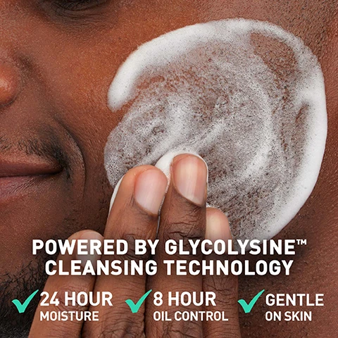 Image 1 - Close-up of a hand applying foam cleanser to a face with text that reads POWERED BY GLYCOLYSINE™ CLEANSING TECHNOLOGY 24 HOUR MOISTURE 8 HOUR OIL CONTROL GENTLE ON SKIN. Image 2 - A person applies white foam to their skin next to text that reads 98% SAY THE AIR FOAM TEXTURE WAS PLEASANT ON SKIN* AFTER USE, 97% SAY PRODUCT EFFECTIVELY REMOVES DIRT, IMPURITIES, AND OIL FROM SKIN* AFTER USE, 95% SAY THE PRODUCT SCENT SMELLS PLEASANT* IMMEDIATELY AFTER USE, *CONSUMER SELF ASSESSMENT, N=78. Image 3 - White foam on a teal background with text labels ALLANTOIN HELPS SOOTHE & CALM SKIN, GLYCOLYSINE TRAPS OIL, DIRT & IMPURITIES TO HELP BALANCE SKIN, and SKIN IDENTICAL CERAMIDES HELPS RESTORE & MAINTAIN SKINS NATURAL BARRIER. Image 4 - A microscopic image shows skin before and after cleansing to illustrate pollution removal with text reading CLINICALLY PROVEN 95% OF POLLUTION PARTICLES REMOVED WHEN USING CERAVE BALANCING AIR FOAM CLEANSER ILLUSTRATED BY POLLUTION REMOVAL VISUALS* BEFORE CLEANSING AFTER CLEANSING *BASED ON 2 WEEK ANTI-POLLUTION STUDY, N=33. Image 5 - A close-up of a face illustrating combination skin, showing the forehead and nose labeled OILY and cheeks labeled DRY, with text reading WHAT IS COMBINATION SKIN and Combination skin is characterized by an oily T-zone with dry or normal skin on the cheeks. Image 6 - A hand dispensing foam from a CeraVe bottle with text that says Keep upright while pumping Massage cleanser into wet skin. Rinse. And pat dry. NEW CeraVe DEVELOPED WITH DERMATOLOGISTS Balancing Air Foam Cleanser. Image 7 - A close-up of skin with foam on it next to a teal green background with text SUITABLE FOR NORMAL TO COMBINATION SKIN Allergy-tested Non-comedogenic Paraben-free. Image 8 - Image shows a hand holding a bottle of CeraVe Balancing Air Foam Cleanser with the text #1 DERMATOLOGIST RECOMMENDED SKINCARE BRAND⁺ CeraVe DEVELOPED WITH DERMATOLOGISTS Balancing Air Foam Cleanser For Normal to Combination Skin GLYCOLYSINE™ CLEANSING TECHNOLOGY Cleanses hydrates & controls oil without disrupting the skin barrier With 3 essential ceramides & allantoin HYDRATES & CONTROLS OIL 8 FL OZ 237 mL 3612624378921 ⁺IQVIA PROVOICE SURVEY 12-MONTHS ENDING MARCH 2025.