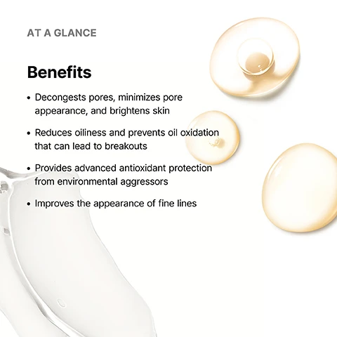 Image 1 - The image displays a white background with a translucent clear liquid smear on the bottom left and three golden-amber liquid droplets on the right, alongside the text: AT A GLANCE Benefits Decongests pores, minimizes pore appearance, and brightens skin Reduces oiliness and prevents oil oxidation that can lead to breakouts Provides advanced antioxidant protection from environmental aggressors Improves the appearance of fine lines. Image 2 - A white tube of SkinCeuticals LHA Cleanser Gel stands on a white background with white foam, displaying text that reads: CLINICALLY PROVEN RESULTS HELPS MINIMIZE breakouts EXFOLIATES and decongests pores SMOOTHS surface texture IMPROVES visible signs of aging SkinCeuticals LHA CLEANSER GEL DECONGESTING CLEANSER WITH LIPO HYDROXY ACID EXFOLIATES AND IMPROVES CLARITY CLEANSE. Image 3 - An amber glass bottle with a dropper and drops of yellow serum on a clear surface displays the text CLINICALLY PROVEN RESULTS, 27% Reduction in blemishes, 38% Improvement in skin texture, 25% Improvement in skin clarity, Protocol: 8-week clinical study conducted on 55 female subjects ages 25-50 with mild to moderate signs of photodamage, and on the bottle label SKINCEUTICALS SILYMARIN CF. Image 4 - Two close-up images show a person applying skincare products, with the top image featuring application of a foamy cleanser and the bottom image featuring application of a clear liquid, next to text detailing a two-step routine: Step 1 Apply a small amount of LHA Cleansing Gel onto a wet face and neck using a light circular motion. Rinse thoroughly with warm water and pat dry. Step 2 Apply 4-5 drops of Silymarin CF to a dry face, neck, and chest. Follow with sunscreen.