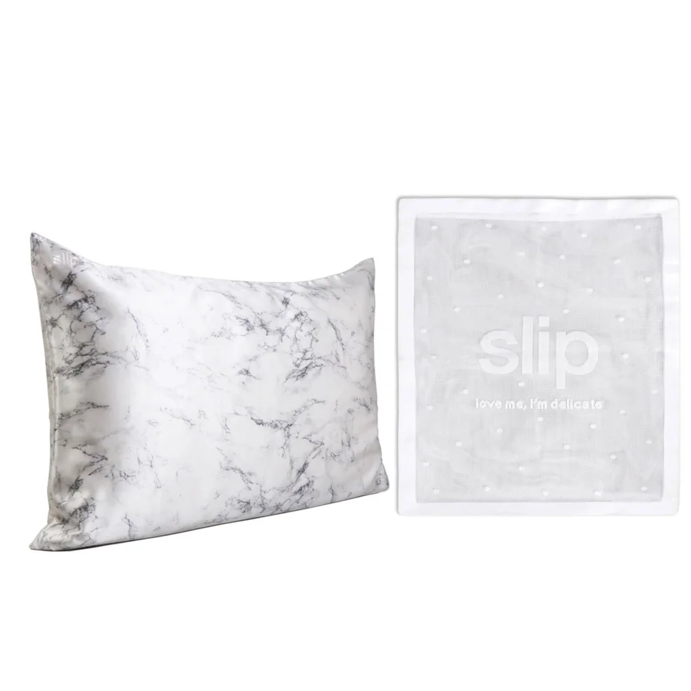 Slip Dermstore Exclusive Silk Marble Pillowcase Duo and Delicates Bag (Worth $193.00) Image 1