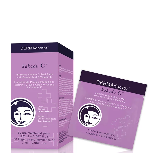 DERMAdoctor Kakadu C Intensive Vitamin C Peel Pads with Ferulic Acid Vitamin E (30 count)