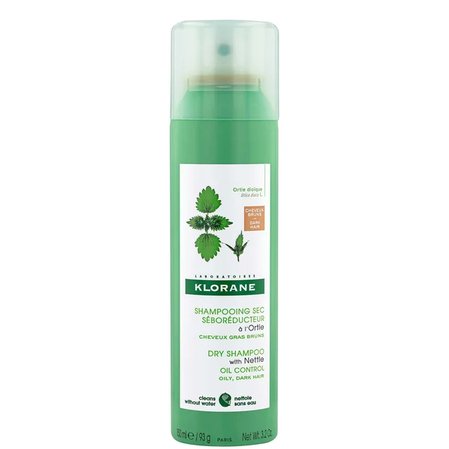 Klorane Dry Shampoo with Nettle Natural Tint - Oil Control for Dark Hair 3.2 oz.