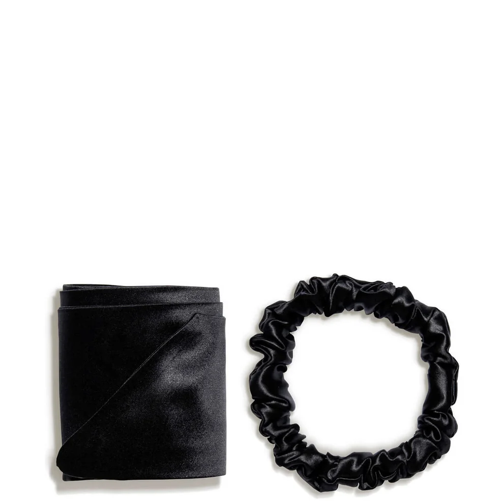 Slip silk ribbon and silk scrunchie - Black (2 piece) Image 1