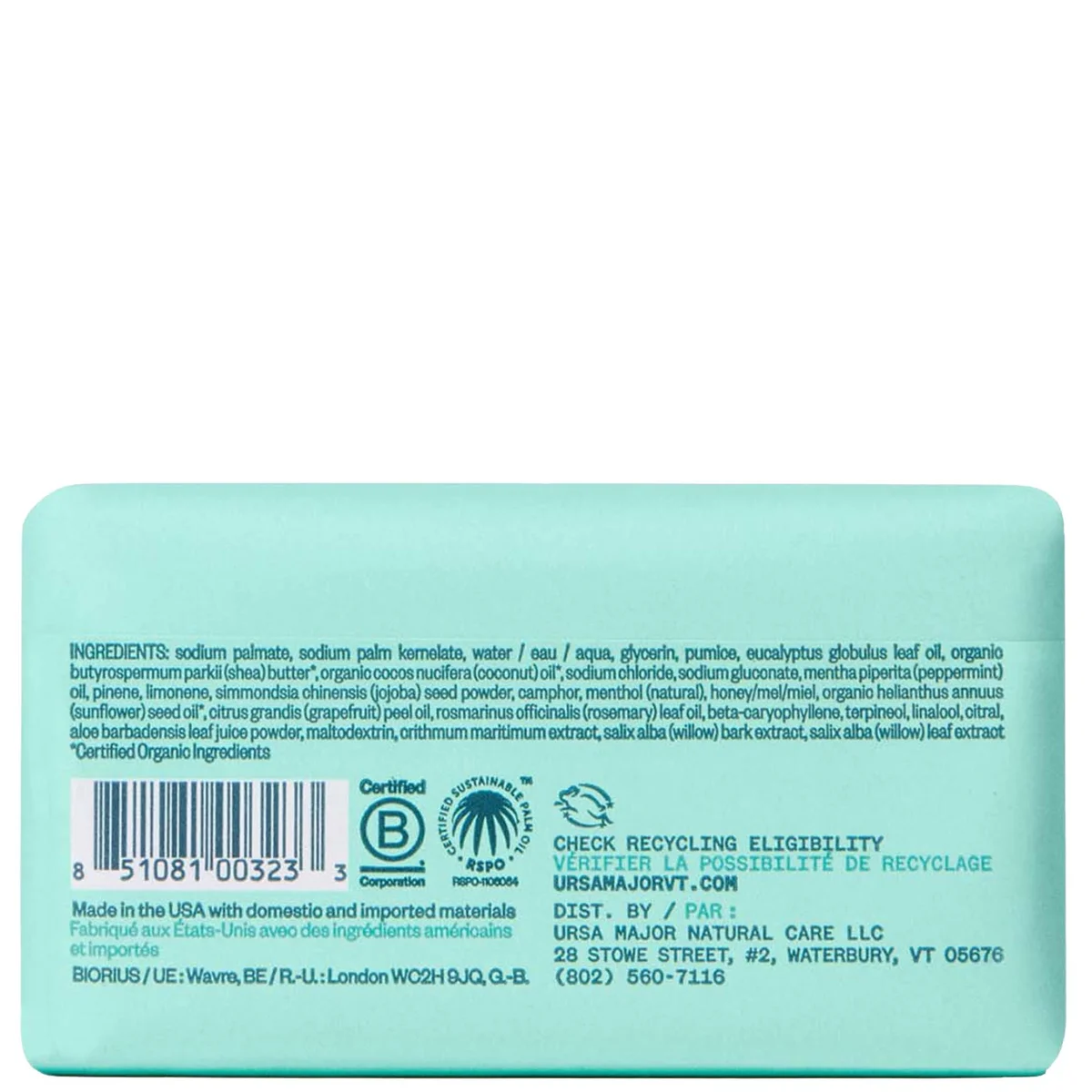 Ursa Major Hoppin' Fresh Bar Soap - Zingy Mint (5 oz.)