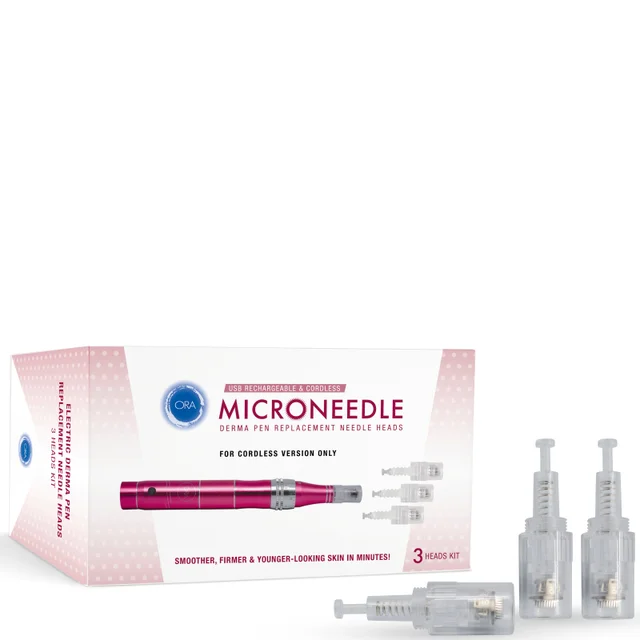 ORA Electric Microneedle Roller Derma Pen Replacement Heads - 3 Heads Kit (For CORDLESS version only) 3 piece