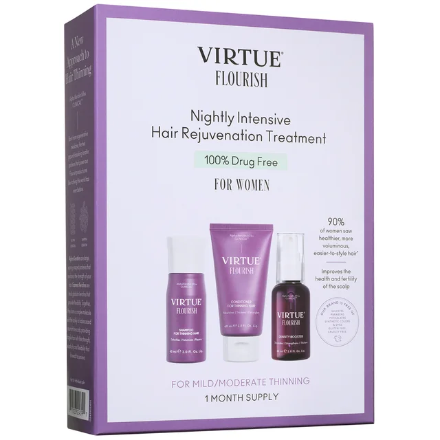 VIRTUE Flourish Nightly Intensive Hair Rejuvenation Treatment Kit - Trial Size 3 piece