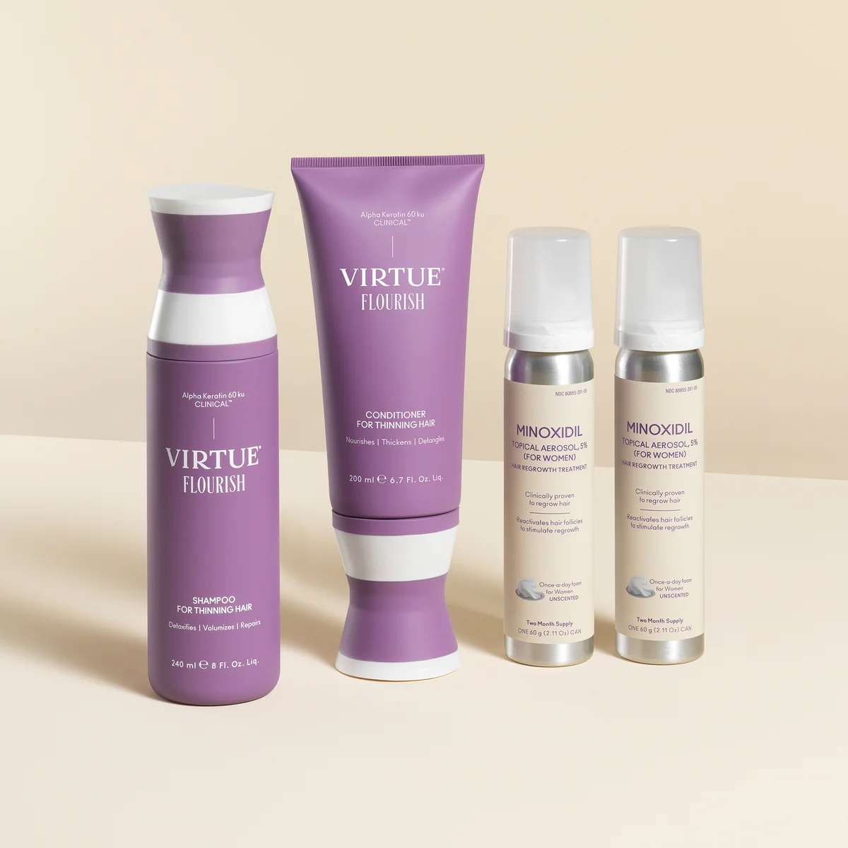 VIRTUE Flourish Nightly Intensive Hair Growth Treatment Hair Kit 4 piece
