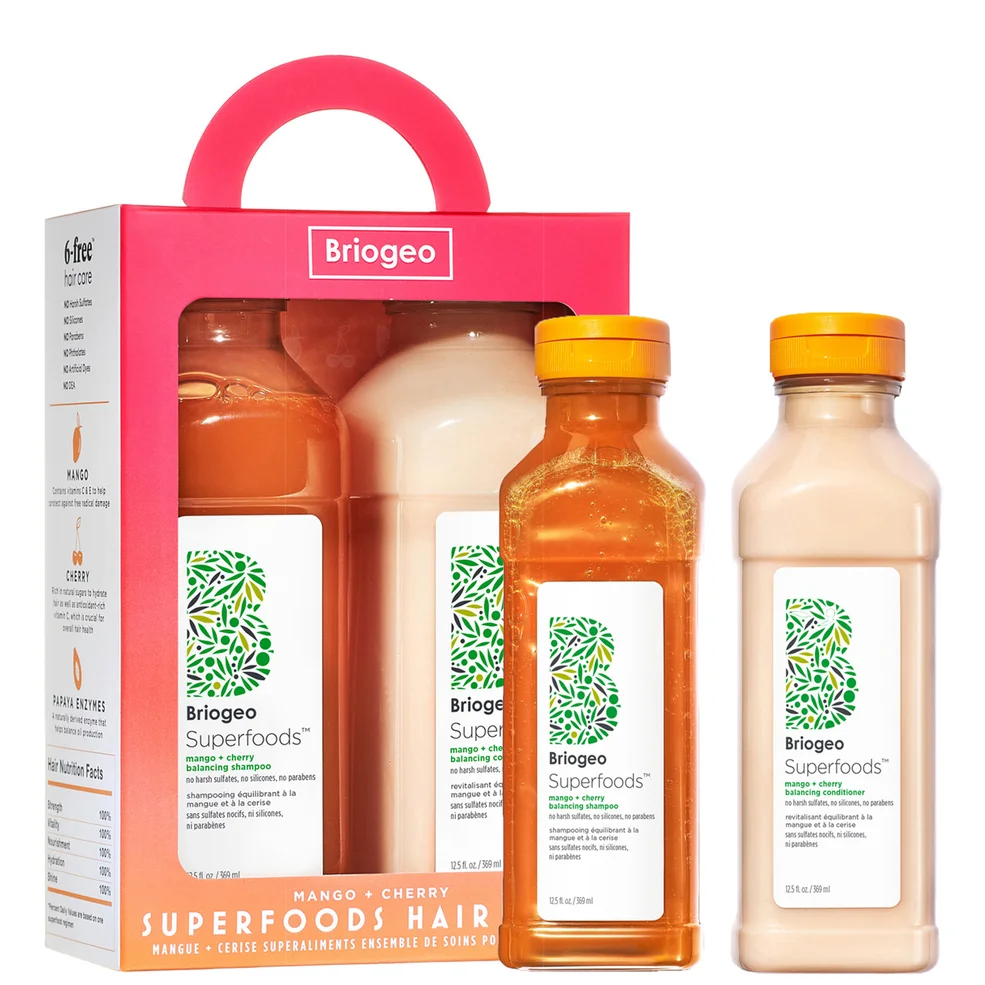 Briogeo Superfoods™ Mango + Cherry Balancing Shampoo and Conditioner Duo for Oil Control (Worth $60.00) Image 1