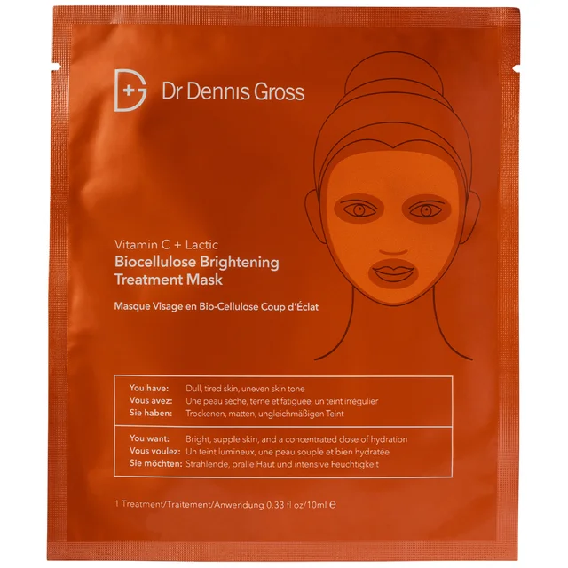Dr Dennis Gross Skincare Vitamin C Lactic Biocellulose Brightening Treatment Mask - 4 Applications 0.35 oz