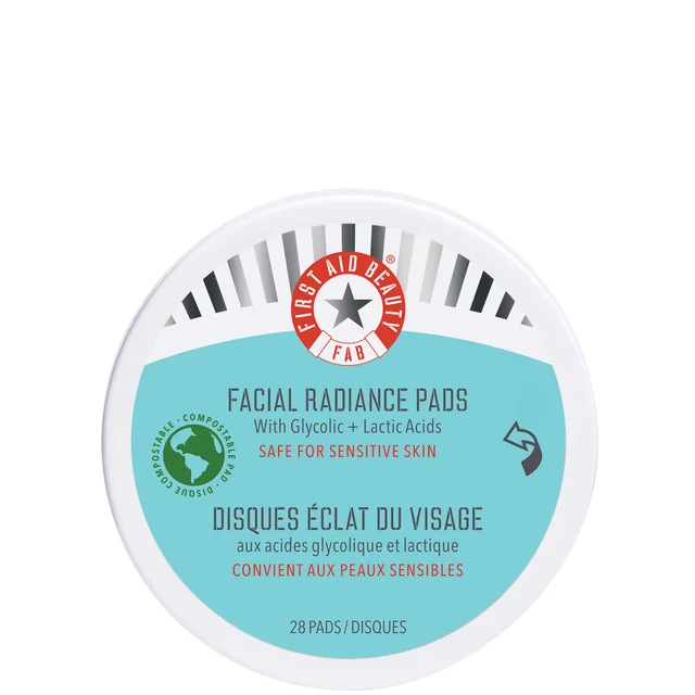 First Aid Beauty Facial Radiance Pads with Glycolic + Lactic Acids - Exfoliating Pads with AHA Travel Size