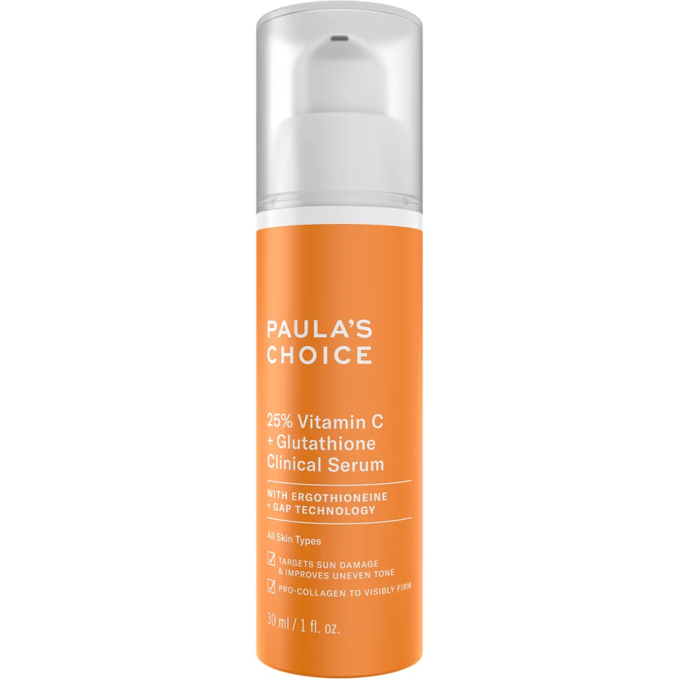 paula's choice 25 vitamin c + glutathione 25% Clinical Serum for Brightening & Dark Spots - follow with SPF 30+. Paula's Choice 25% Vitamin C