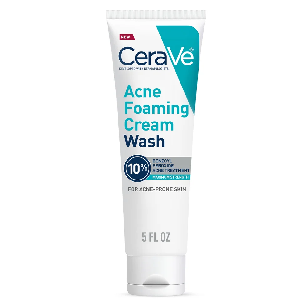 CeraVe Acne Foaming Cream Wash with 10% Benzoyl Peroxide for Face and Body (5 fl. oz.) Image 1
