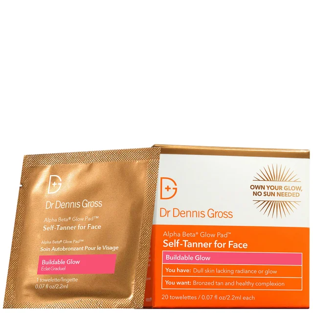 Dr Dennis Gross Skincare Alpha Beta Glow Pad Self-Tanner for Face (20 Pack)