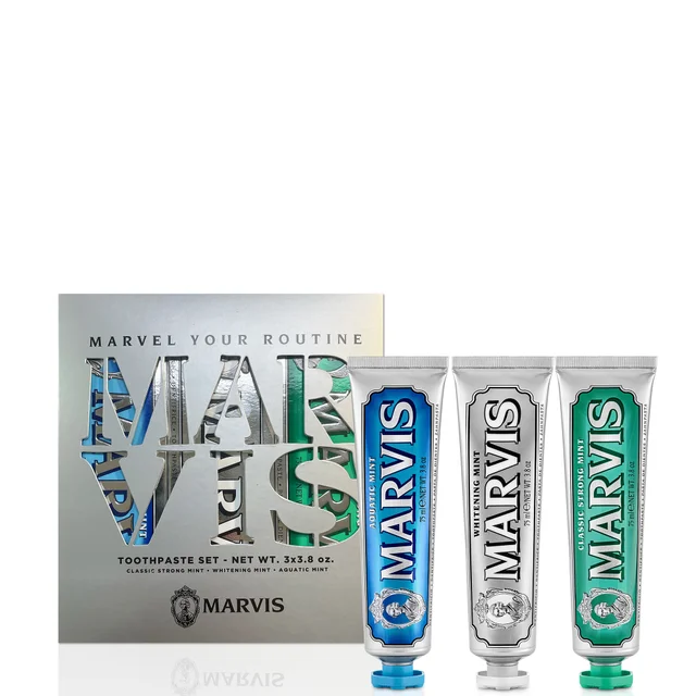Marvis Best Seller Trio, Classic Strong Mint, Whitening Mint, Aquatic Mint, 75ml each