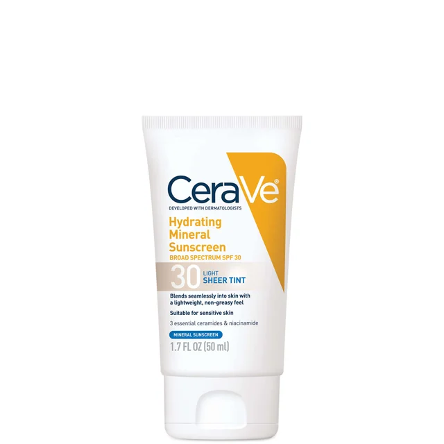 CeraVe Hydrating Mineral Tinted Sunscreen SPF 30 (Various Shades)