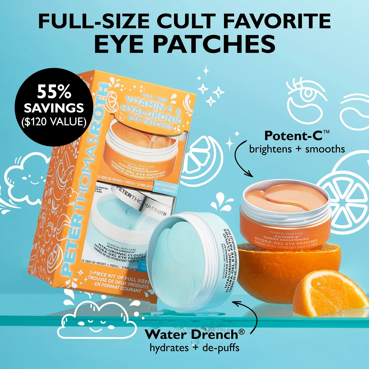 Peter Thomas Roth Vitamin C & Hyaluronic Eye Patches 2-Piece Full Size Kit