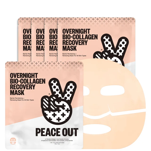 Peace Out Overnight Hydrating Bio-Collagen Recovery Mask - 5 Pack ($40 Value)