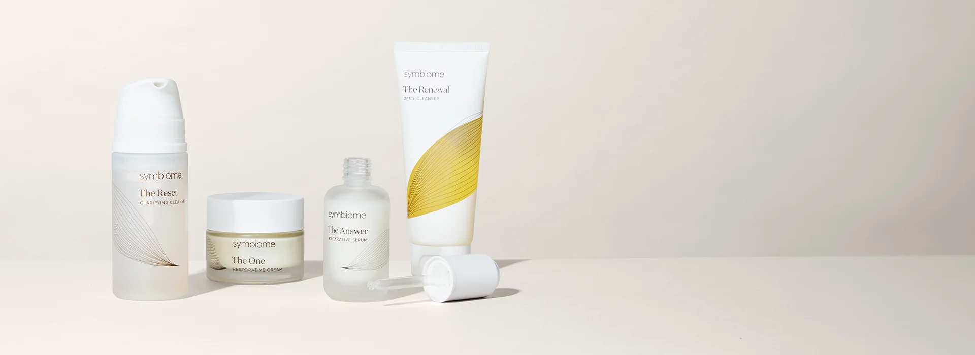 "Your path to skin health starts here. Each Symbiome product is crafted with fewer than 10 essential, clean, and sustainable ingredients to help visibly restore a resilient and balanced complexion. With proprietary Postbiomic™ formulations, every intentional ingredient is supercharged via fermentation, working synergistically to nourish depleted, aging, and compromised skin. Achieve healthy, long-lasting radiance, using the Symbiome collection."