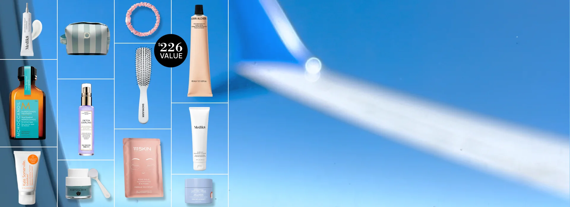 Best of Dermstore Jet Set Kit featuring 11 travel-ready skincare essentials in TSA-approved sizes.
